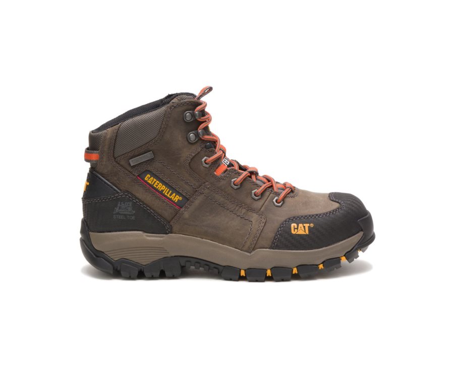 Caterpillar CAT Navigator Mid Waterproof Steel Toe Moški Delovni Čevlji Temno Sive | CAT-036ZR