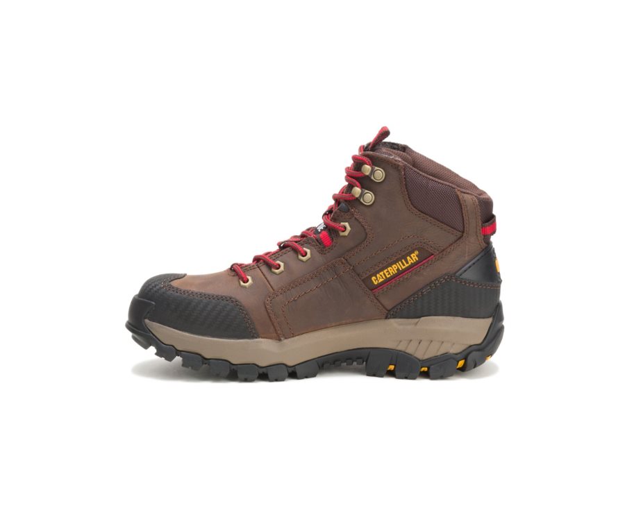 Caterpillar CAT Navigator Mid Waterproof Steel Toe Moški Delovni Čevlji Rjave Rdeče | CAT-201RM