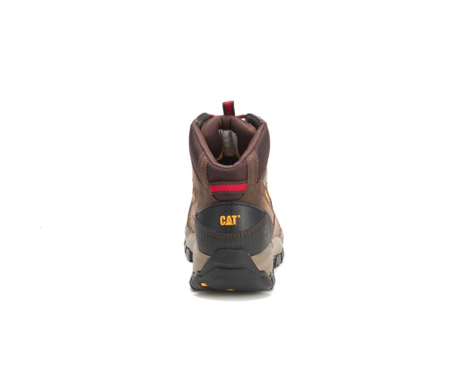 Caterpillar CAT Navigator Mid Waterproof Steel Toe Moški Delovni Čevlji Rjave Rdeče | CAT-201RM