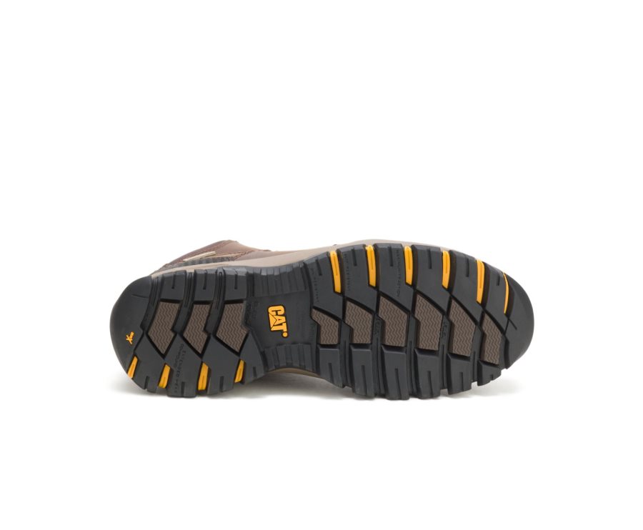 Caterpillar CAT Navigator Mid Waterproof Steel Toe Moški Delovni Čevlji Rjave Rdeče | CAT-201RM