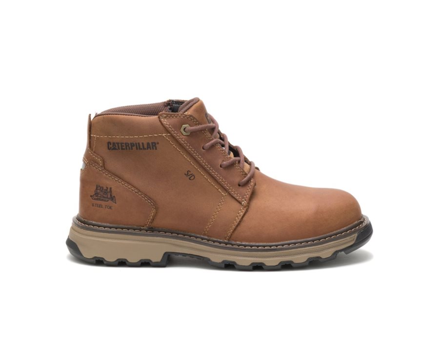 Caterpillar CAT Parker Steel Toe Moški Delovni Čevlji Temno Bež | CAT-753XP