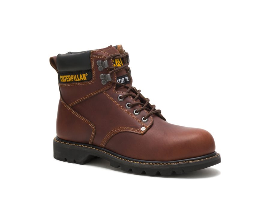 Caterpillar CAT Second Shift Steel Toe Moški Delovni Čevlji Rjave | CAT-504KR