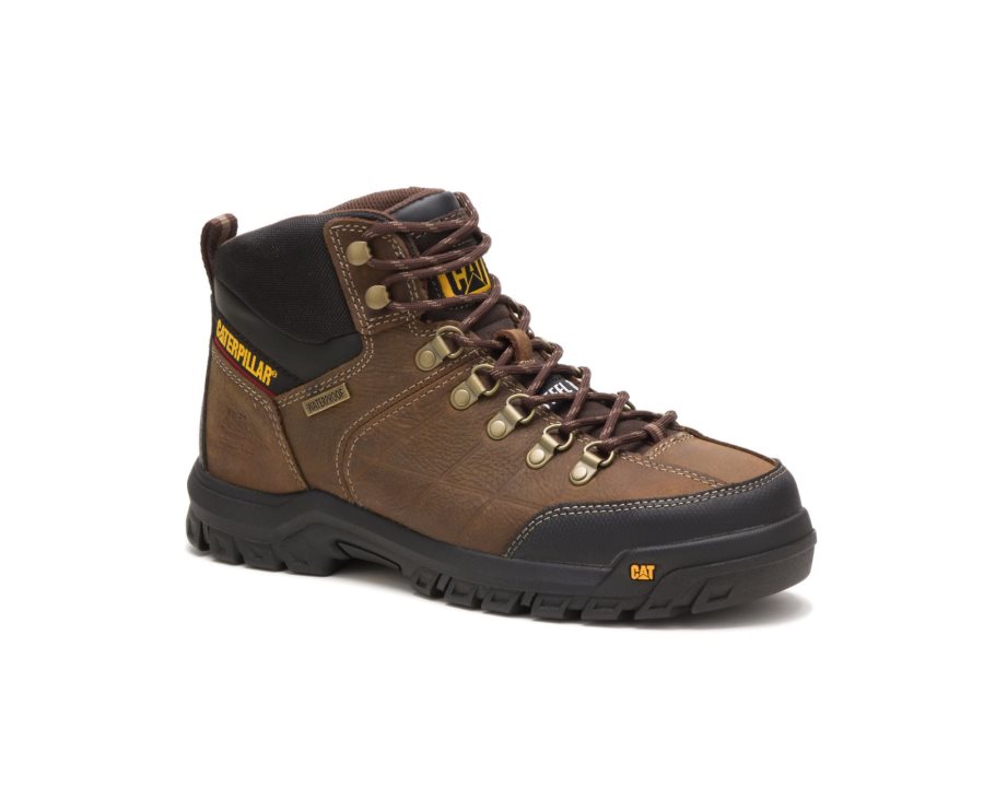 Caterpillar CAT Threshold Waterproof Steel Toe Moški Delovni Čevlji Rjave | CAT-103NR