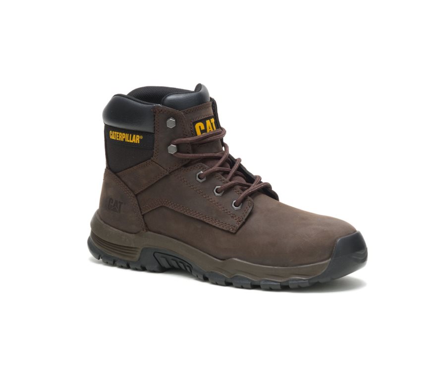 Caterpillar CAT Upholder Waterproof Steel Toe Moški Delovni Čevlji Temno Čokolade | CAT-486WF