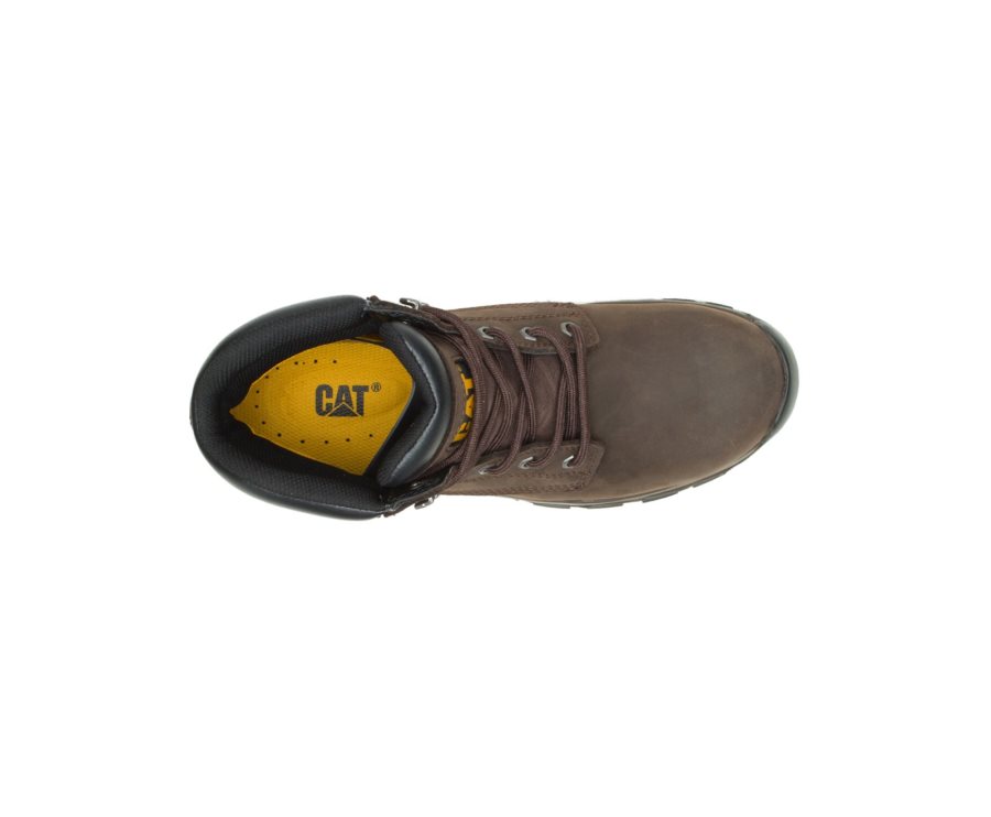 Caterpillar CAT Upholder Waterproof Steel Toe Moški Delovni Čevlji Temno Čokolade | CAT-486WF