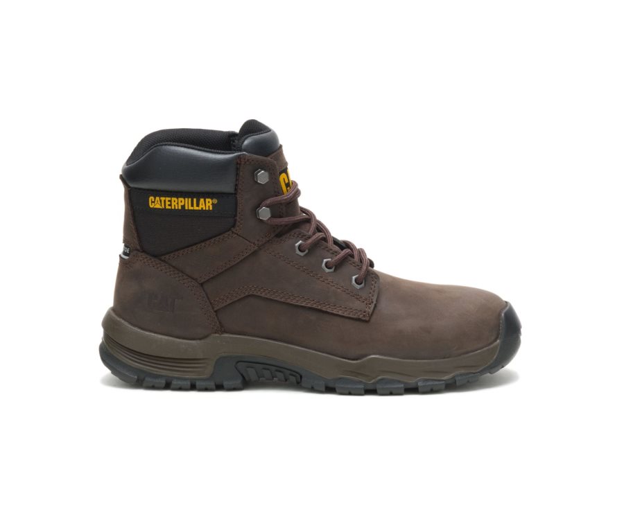 Caterpillar CAT Upholder Waterproof Steel Toe Moški Delovni Čevlji Temno Čokolade | CAT-486WF